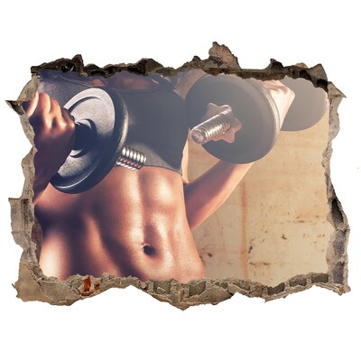 Pegatina de vinilo agujero 3d para pared El gimnasio en acción