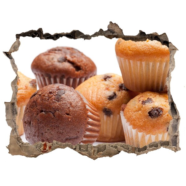 Trampantojo de pared rota efecto profundidad Pasteles dulces de detrás del muro