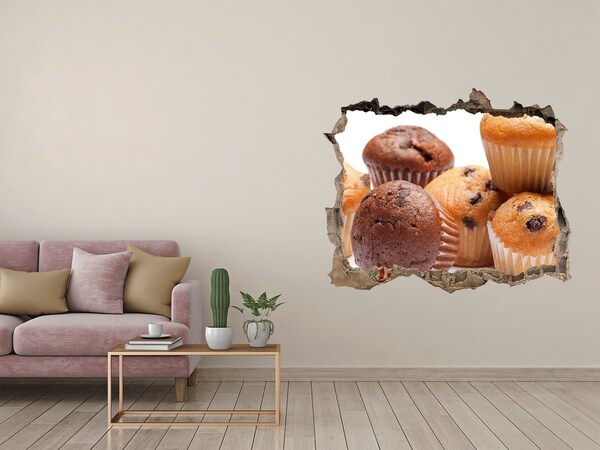 Trampantojo de pared rota efecto profundidad Pasteles dulces de detrás del muro