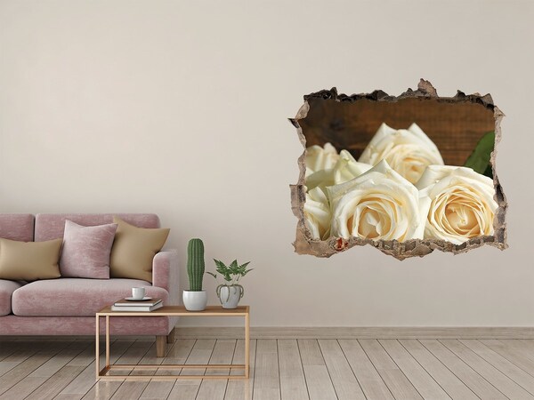 Vinilo pared rota 3d efecto realista Agujero de flor en la pared