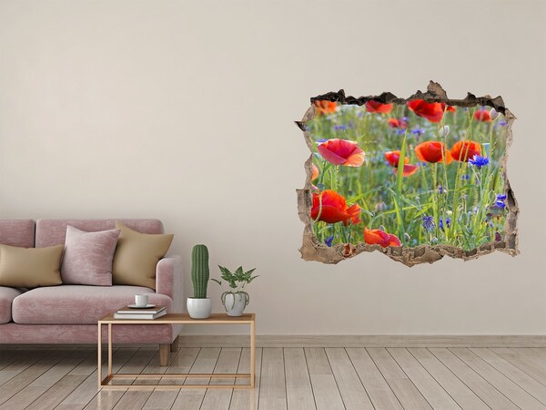 Pegatina de vinilo agujero 3d para pared Un paraíso de flores detrás del muro