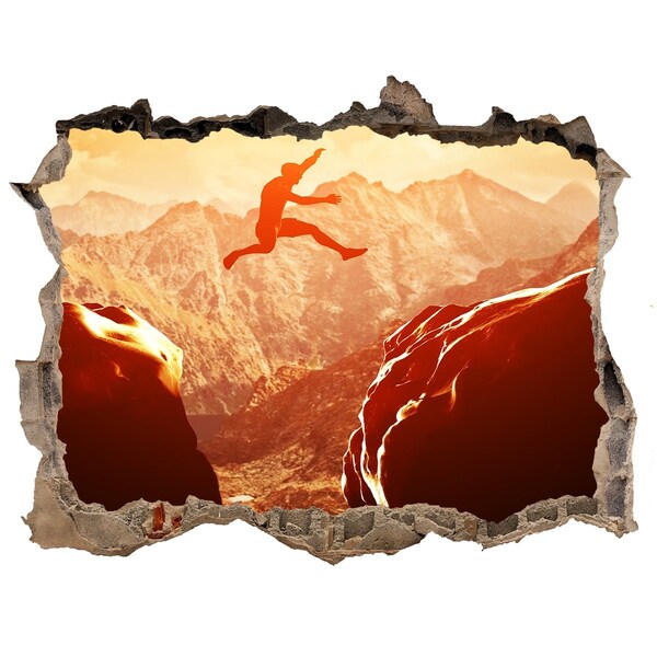 Pegatina agujero en la pared autoadhesiva Saltar al abismo