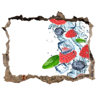 Vinilo pared rota 3d efecto realista Cóctel de frutas con hielo