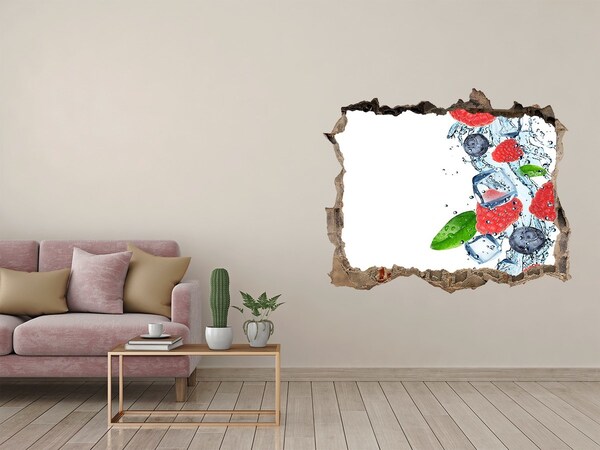Vinilo pared rota 3d efecto realista Cóctel de frutas con hielo