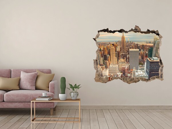 Pegatina de vinilo agujero 3d para pared Vista de Nueva York