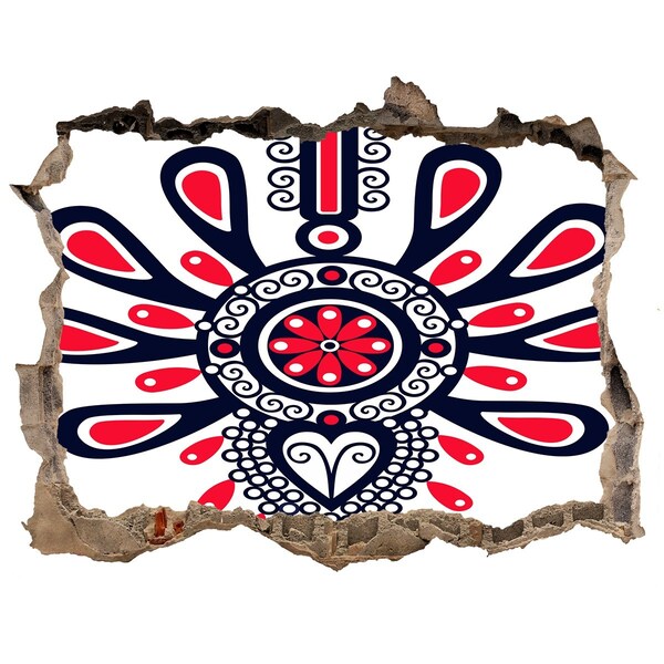 Trampantojo de pared rota efecto profundidad Patrón étnico colorido en un agujero en la pared