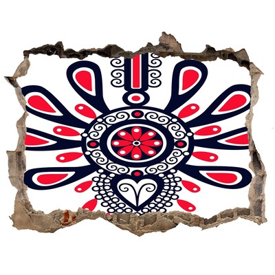 Trampantojo de pared rota efecto profundidad Patrón étnico colorido en un agujero en la pared