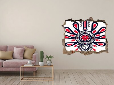 Trampantojo de pared rota efecto profundidad Patrón étnico colorido en un agujero en la pared