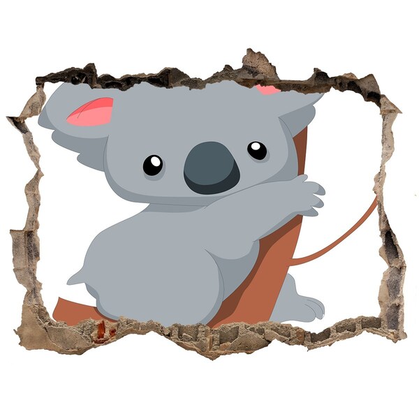 Pegatina de vinilo agujero 3d para pared Koala en un agujero en la pared