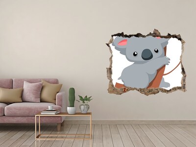 Pegatina de vinilo agujero 3d para pared Koala en un agujero en la pared