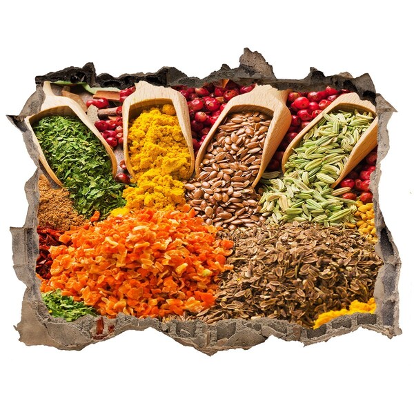 Pegatina de vinilo agujero 3d para pared Especias coloridas en la Plaza del Mercado