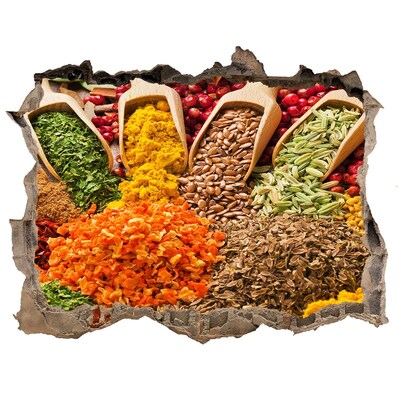 Pegatina de vinilo agujero 3d para pared Especias coloridas en la Plaza del Mercado