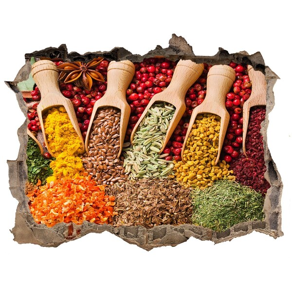 Trampantojo de pared rota efecto profundidad Una cocina llena de especias