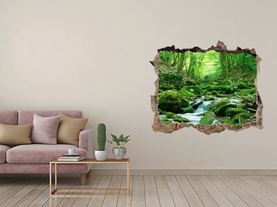 Pegatina de vinilo agujero 3d para pared Arroyo verde en el bosque