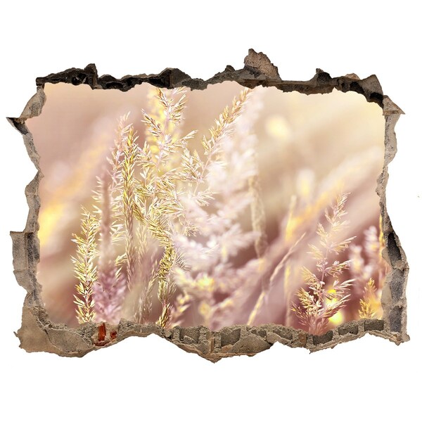 Trampantojo de pared rota efecto profundidad Prado de flores detrás del muro