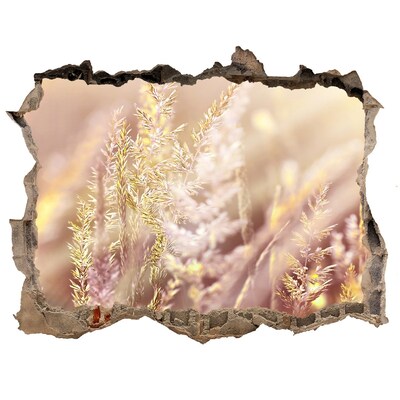 Trampantojo de pared rota efecto profundidad Prado de flores detrás del muro