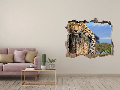 Pegatina de vinilo agujero 3d para pared La mirada pegajosa de un leopardo