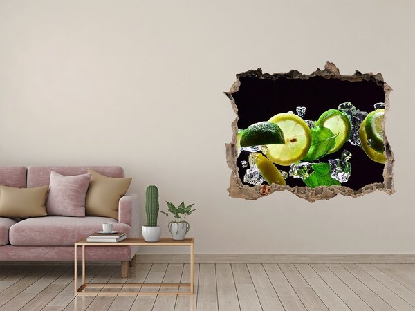 Trampantojo de pared rota efecto profundidad Cóctel refrescante de limón