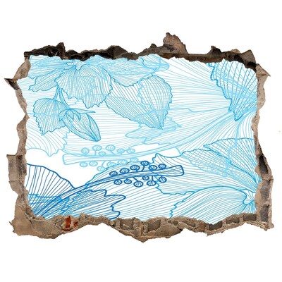 Pegatina de vinilo agujero 3d para pared El mundo submarino en azul