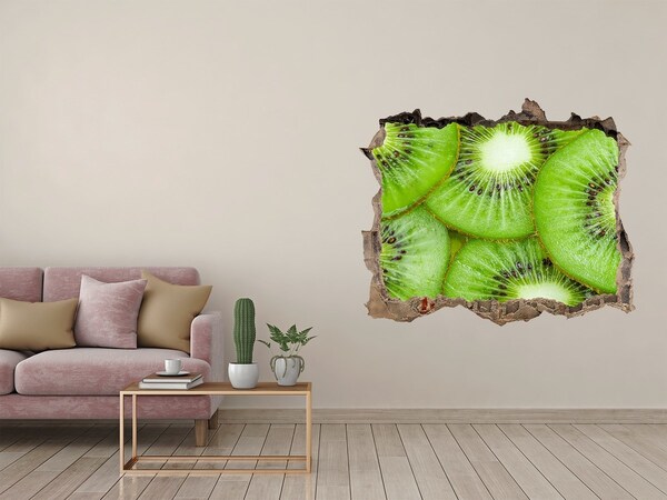 Pegatina de vinilo agujero 3d para pared Kiwi en hormigón