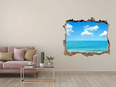 Vinilo pared rota 3d efecto realista Vista de una playa tropical