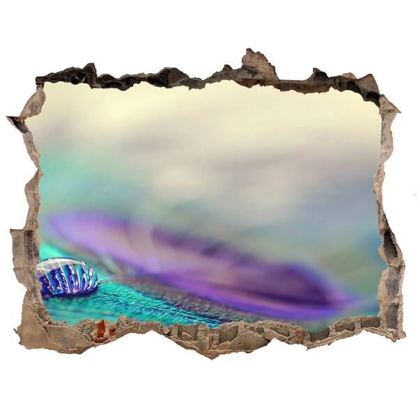 Pegatina de vinilo agujero 3d para pared Una gota en la pluma de un pavo real