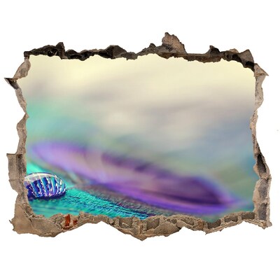 Pegatina de vinilo agujero 3d para pared Una gota en la pluma de un pavo real