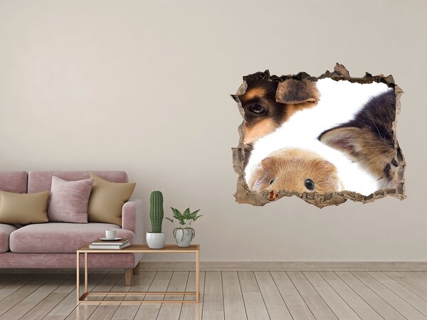 Pegatina agujero en la pared autoadhesiva Animales de más allá del muro
