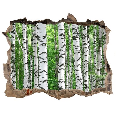 Vinilo pared rota 3d efecto realista Un oasis forestal en un agujero en la pared