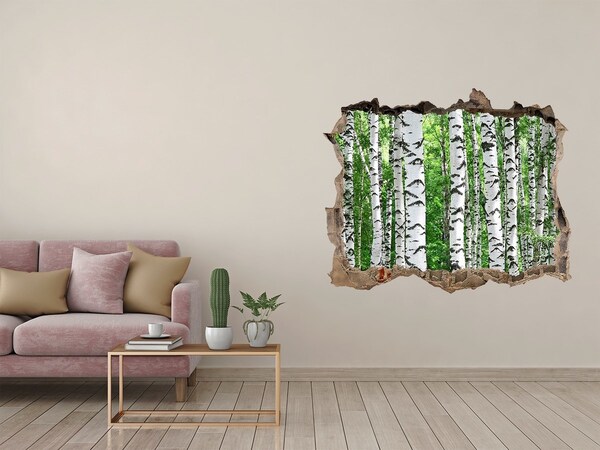 Vinilo pared rota 3d efecto realista Un oasis forestal en un agujero en la pared
