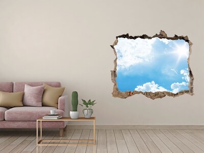 Pegatina de vinilo agujero 3d para pared Cielo azul con nubes