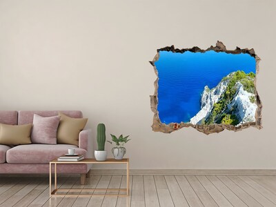 Vinilo pared rota 3d efecto realista Vista del mar azul