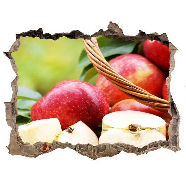 Pegatina de vinilo agujero 3d para pared Manzanas dulces en una cesta