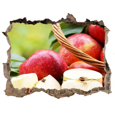 Pegatina de vinilo agujero 3d para pared Manzanas dulces en una cesta