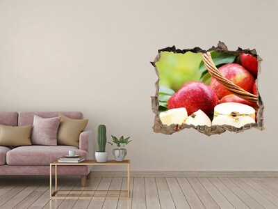 Pegatina de vinilo agujero 3d para pared Manzanas dulces en una cesta