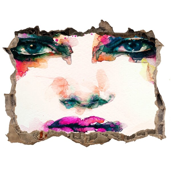 Pegatina agujero en la pared autoadhesiva Un retrato colorido en un agujero en la pared