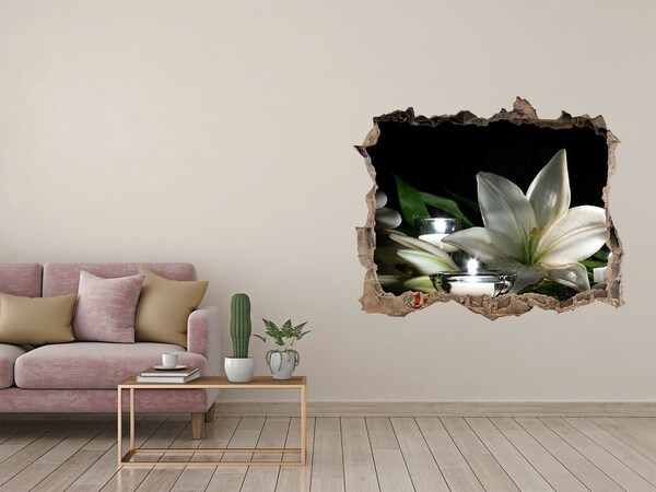 Pegatina de vinilo agujero 3d para pared Un oasis floral de paz