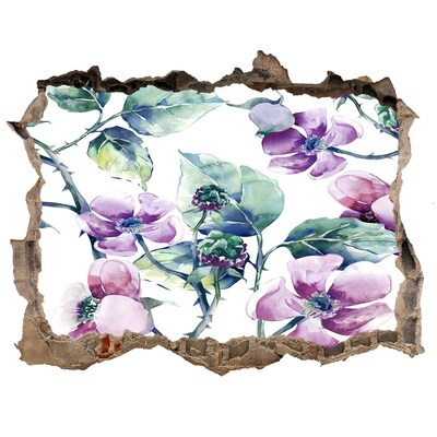 Trampantojo de pared rota efecto profundidad Un mural floral en una pared dañada