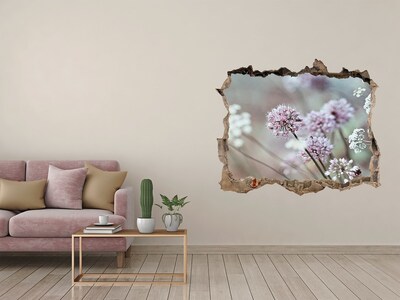 Pegatina de vinilo agujero 3d para pared Flores en un agujero de hormigón