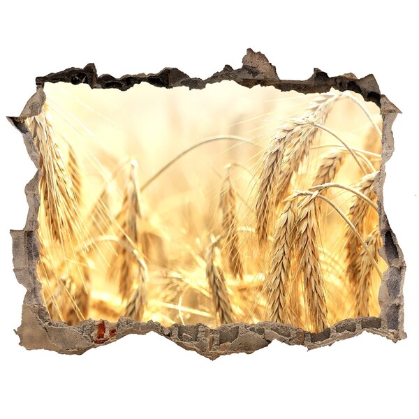 Pegatina de vinilo agujero 3d para pared campos de trigo dorado