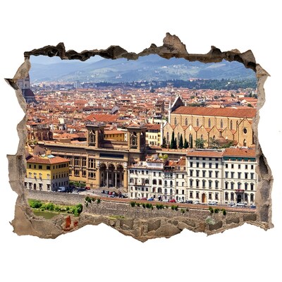 Pegatina de vinilo agujero 3d para pared Vista de Florencia