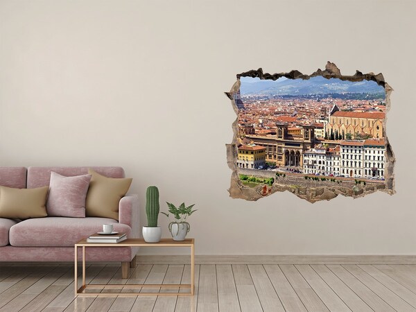 Pegatina de vinilo agujero 3d para pared Vista de Florencia