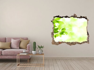 Vinilo pared rota 3d efecto realista Paraíso verde detrás del muro