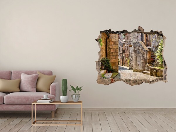Vinilo pared rota 3d efecto realista Un pueblo encantador en Italia