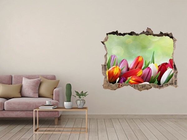 Pegatina de vinilo agujero 3d para pared Un paraíso de flores detrás del muro