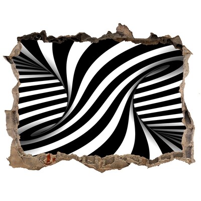 Vinilo pared rota 3d efecto realista Ilusión óptica en blanco y negro