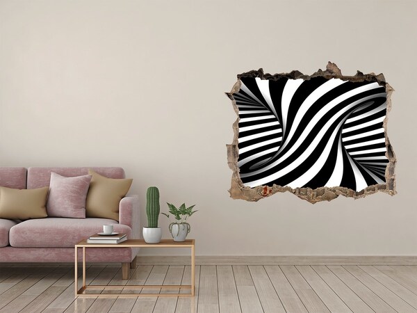 Vinilo pared rota 3d efecto realista Ilusión óptica en blanco y negro