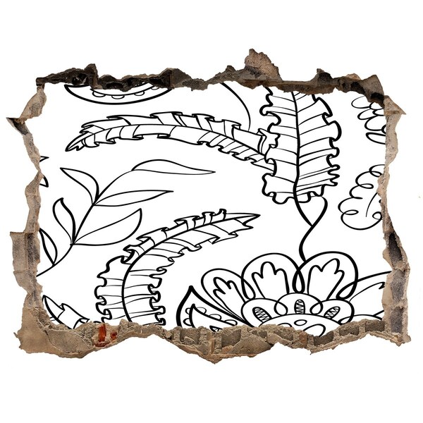 Trampantojo de pared rota efecto profundidad Vegetación tropical en un agujero en la pared