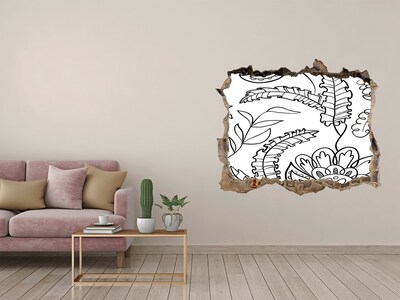 Trampantojo de pared rota efecto profundidad Vegetación tropical en un agujero en la pared