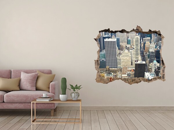 Pegatina de vinilo agujero 3d para pared Vista de Manhattan
